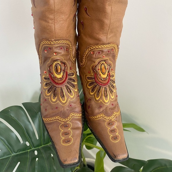 Beaded Rockstar Festival Concert Cowgirl Cowboy Western Tall Boots Size‎ 6.5 - Picture 2 of 11